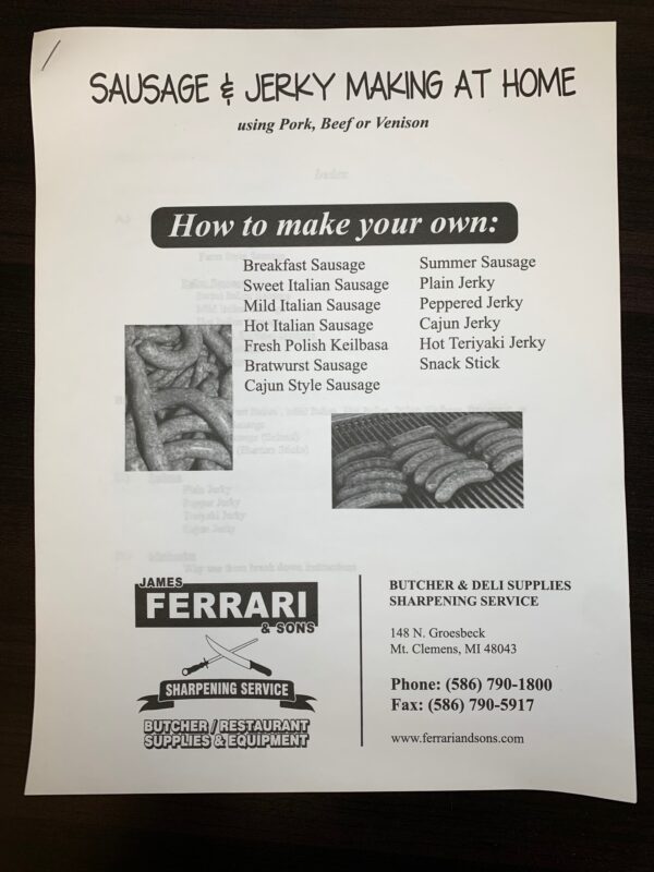 Ferrari's Sausage & Jerky Making at Home